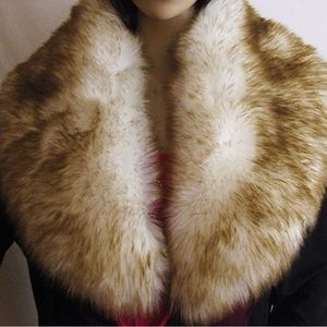 BRAND NEW FAUX FUR COAT COLLAR CREAM OFF WHITE BROWN
